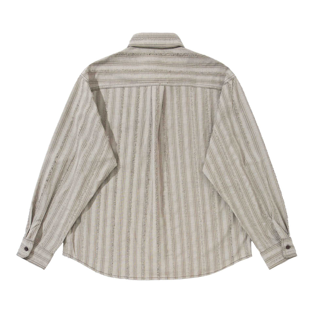 Herren lockeres gestreiftes Overshirt im Hemdjacken‑Stil mit Brusttaschen und abgerundetem Saum Shop Nory