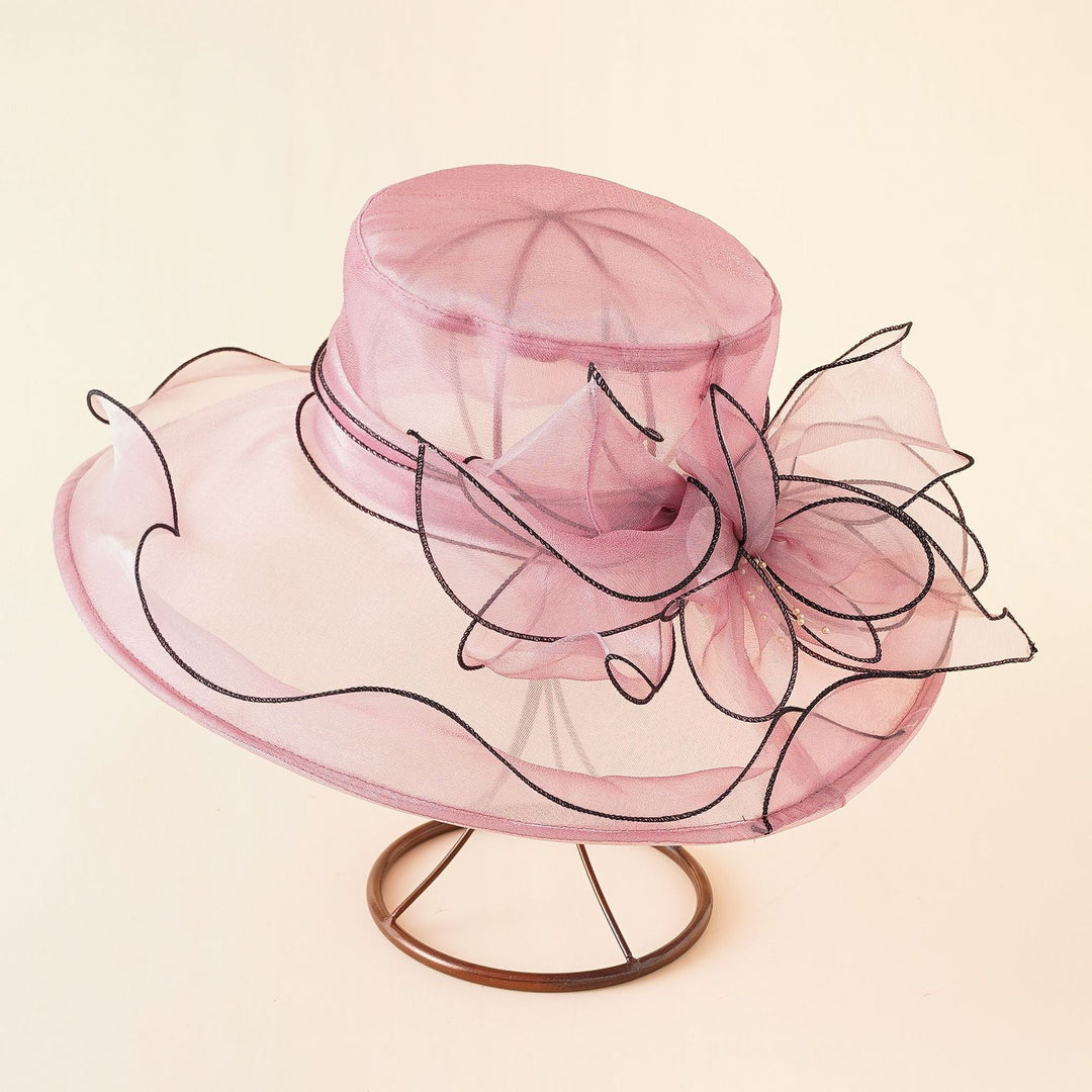 Damen Eleganter Sonnenhut mit Feiner Netzstruktur und Romantischen Schleifenelementen