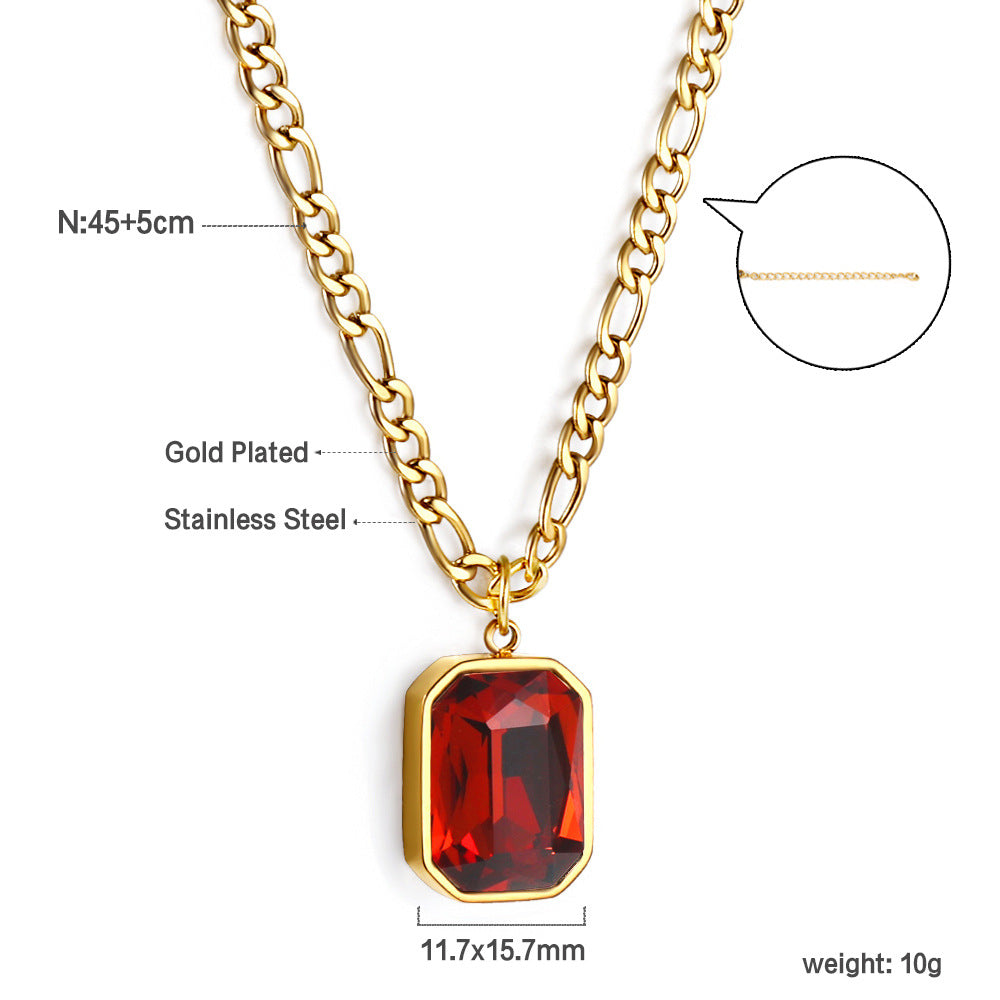 Damen Halskette mit grünem Edelsteinanhänger aus goldplattiertem Edelstahl Shop Nory