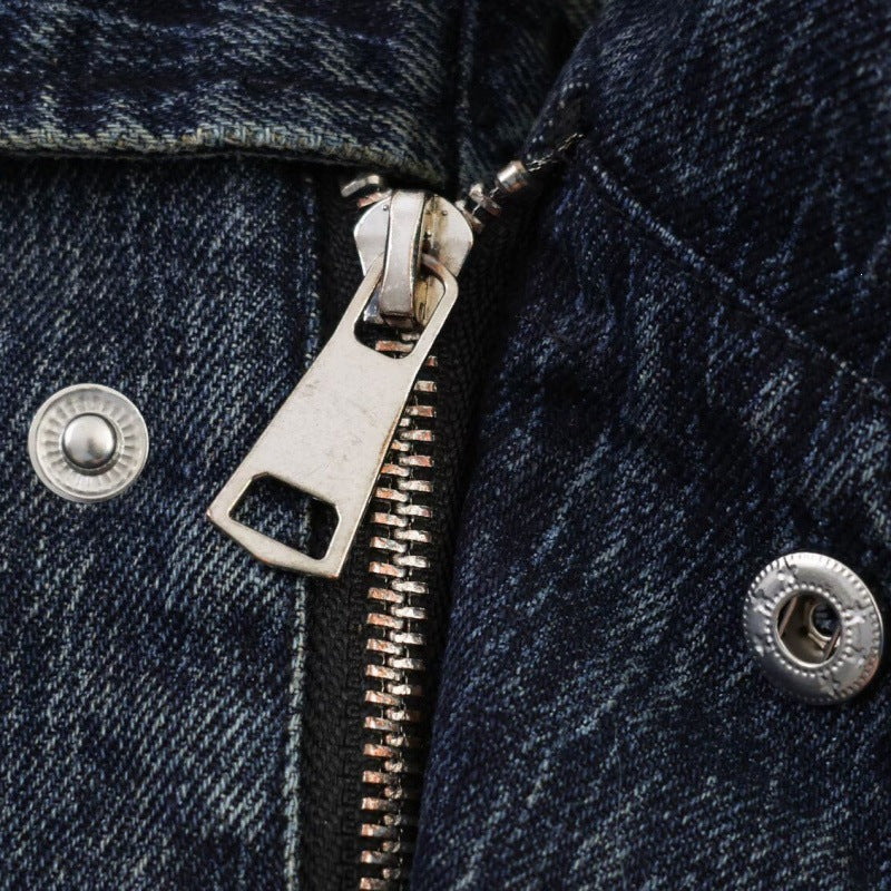 Damen oversized Cropped-Jeansjacke mit weitem Kragen Shop Nory