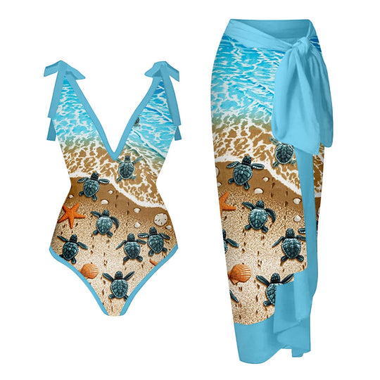 Damen Bademode-Set mit stilvollem Wickelrock Shopnory