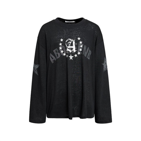 Damen Oversize-Longsleeve aus Baumwolljersey mit Glitter-Sternenprint und Rundhalsausschnitt Shop Nory