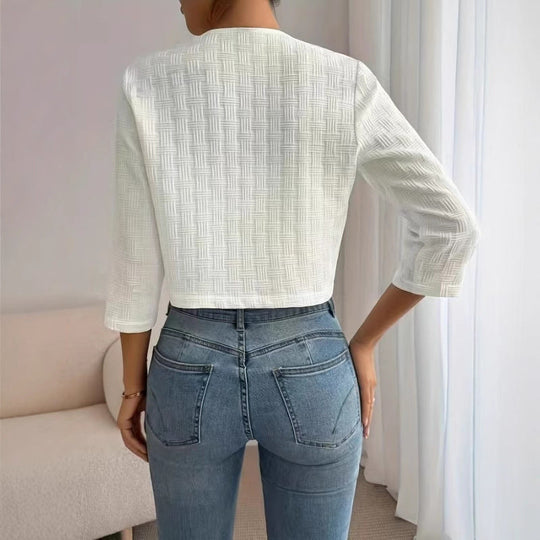 Damen Strukturierte Kurzjacke mit eleganten Knöpfen