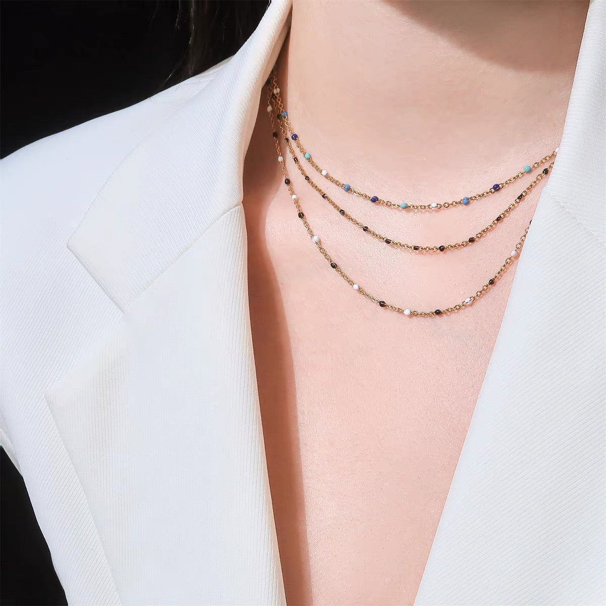 Frauen Zierliche Bunte Perlen Choker Halskette Shop Nory