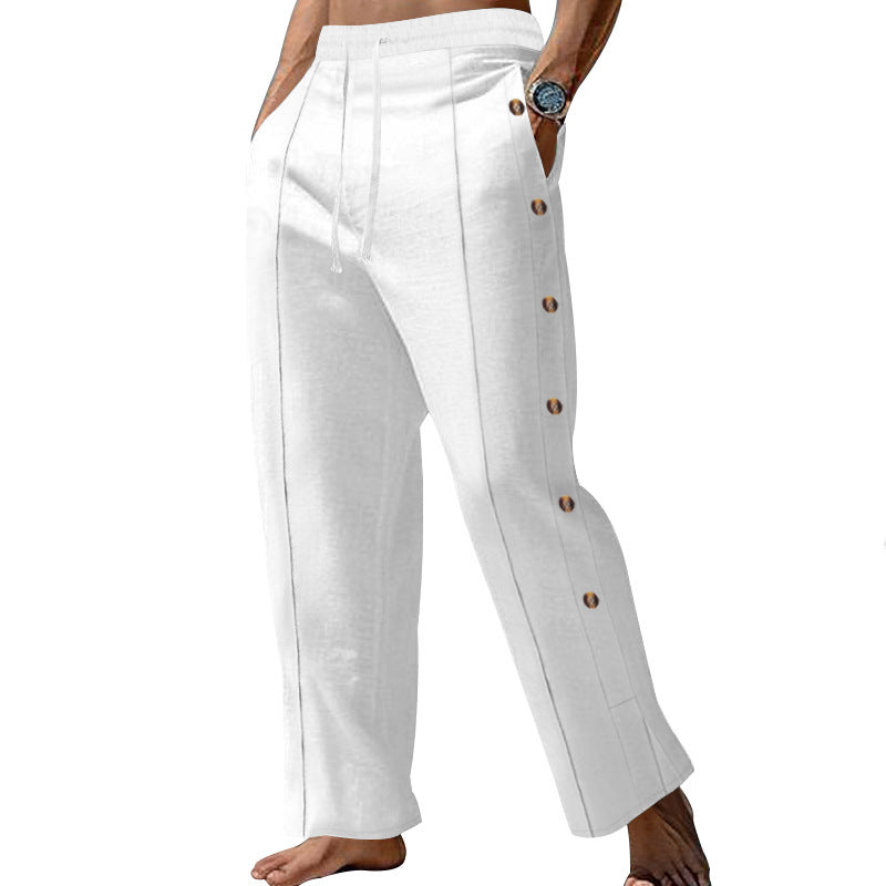 Herren elegante Freizeithose mit seitlichen Knopfdetails und elastischem Bund Shopnory