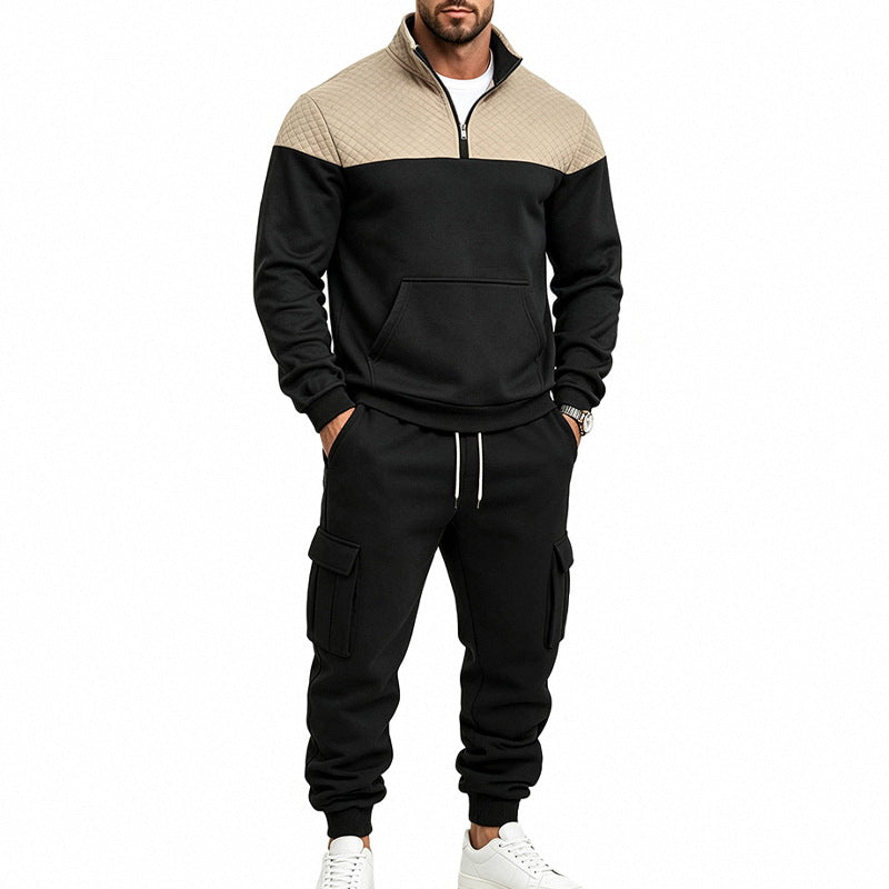 Herren Freizeit-Trainingsanzug mit Steppkragen und Cargo-Jogger Shop Nory