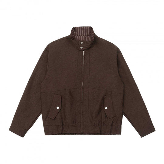 Herren Boxy-Zip-Blouson aus meliertem Strickstoff mit gestreifter Kragenfütterung und elastischem Saum Shop Nory
