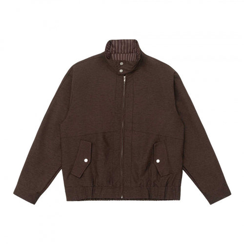 Herren Boxy-Zip-Blouson aus meliertem Strickstoff mit gestreifter Kragenfütterung und elastischem Saum Shop Nory