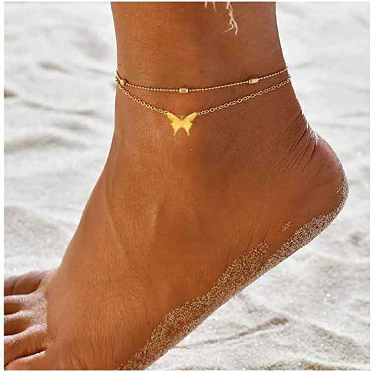 Damen Fußkettchen mit filigranem Schmetterlingsanhänger und elegantem Design Shop Nory