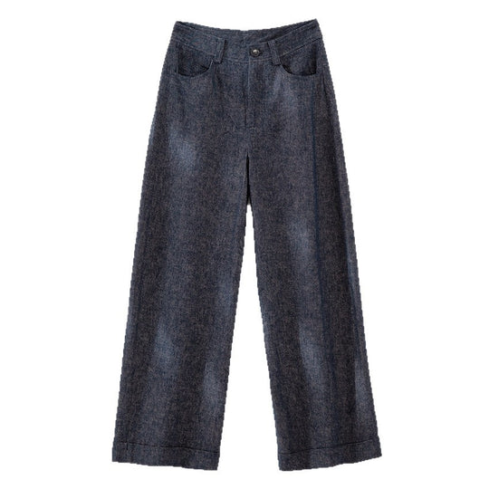Damen Weite Hochgeschnittene Culotte‑Hose im Denim‑Look mit Aufschlag Shop Nory