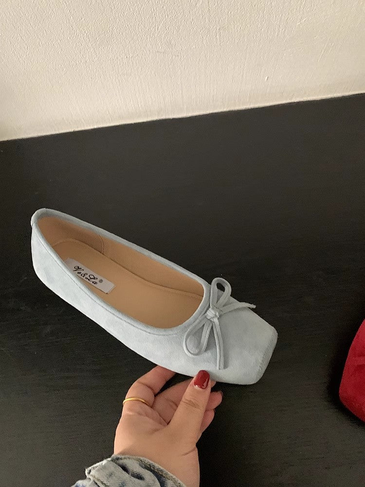 Damen Ballerinas aus hochwertigem Wildleder mit filigranem Schleifendetail