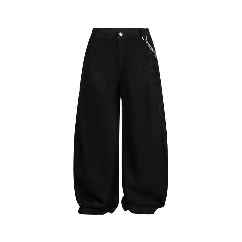 Damen Weite Balloon-Hose mit hoher Taille, Kettendetail und Cargo-Elementen Shop Nory