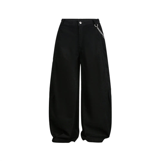 Damen Weite Balloon-Hose mit hoher Taille, Kettendetail und Cargo-Elementen Shop Nory
