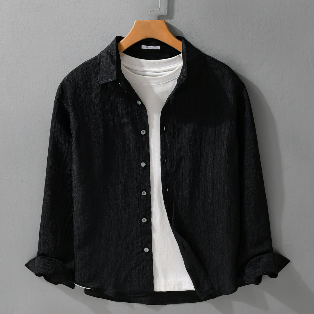Herren Texturiertes Leinen-Baumwoll-Hemd im Relaxed-Fit Shop Nory