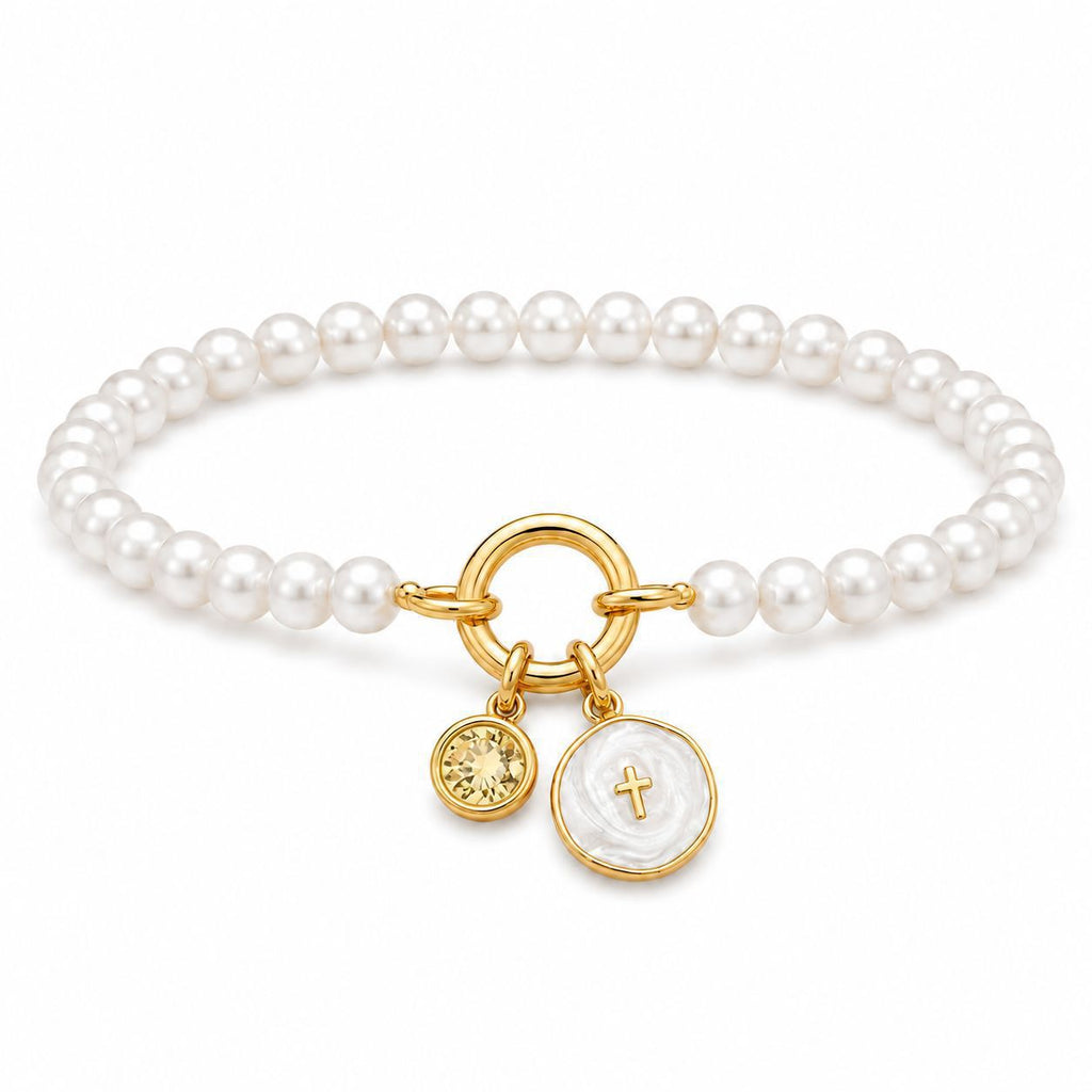 Damen Armband mit Perlen und charmanten Anhängern Shop Nory