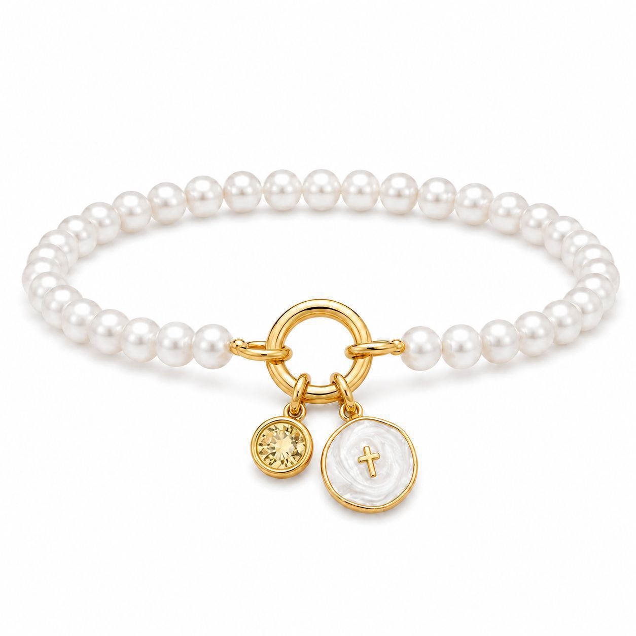 Damen Armband mit Perlen und charmanten Anhängern Shop Nory