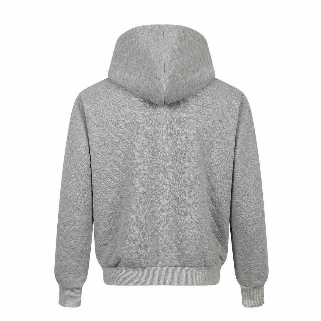 Unisex Gesteppte Kapuzenjacke mit Reißverschluss, Kängurutasche und spiegelnder Tiger‑Stickerei Shop Nory