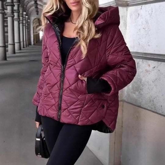 Damen nan gesteppte Kapuzen-Winterjacke mit wattierter Thermofüllung, durchgehendem Reißverschluss und elastischen Bündchen Shop Nory