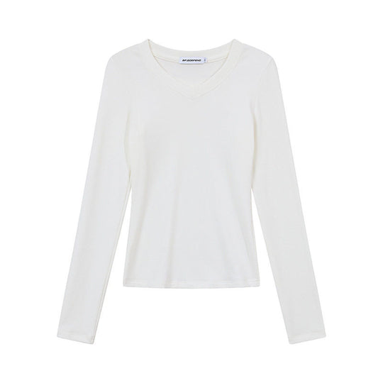 Damen Langarmshirt mit V-Ausschnitt und tailliertem Slim-Fit Shop Nory