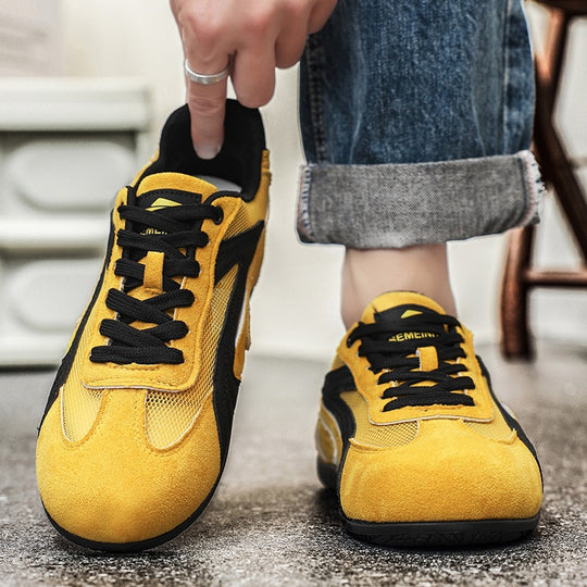 Damen retro-angehauchte Veloursleder-Sneaker mit atmungsaktivem Mesh-Einsatz und rutschfester Gummilaufsohle Shop Nory