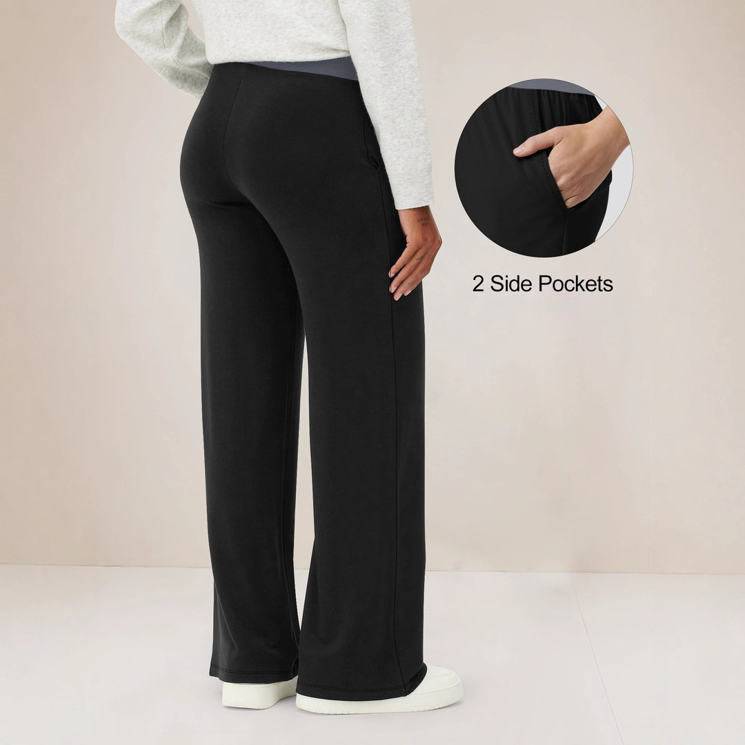 Damen Weite Komfort-Loungehose mit hohem Softbund und Seitentaschen Shopy Nory