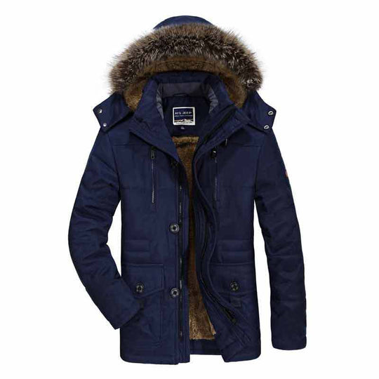 Herren hochwertiger Winterparka im Canvas‑Style mit abnehmbarem Kunstfellkragen und Thermofutter Shop Nory