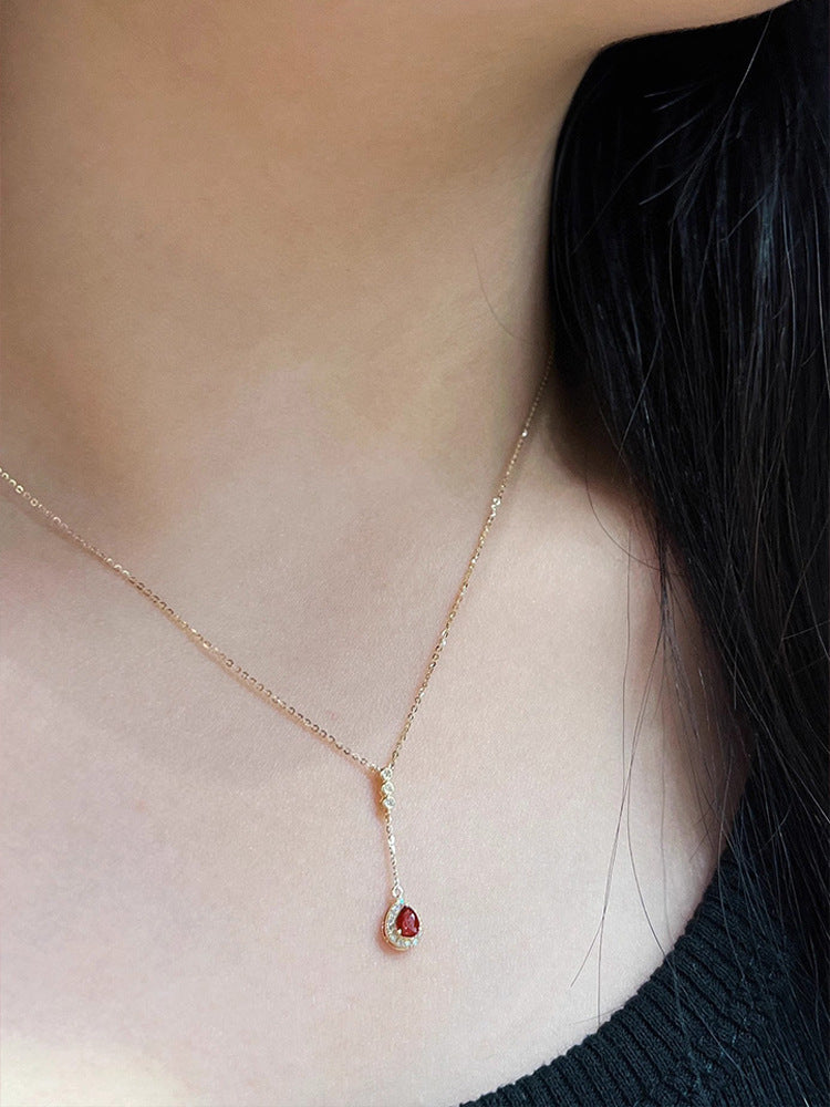925 Sterling Silber Kabelkette Plattierung Wassertröpfchen Anhänger Halskette | Shop Nory