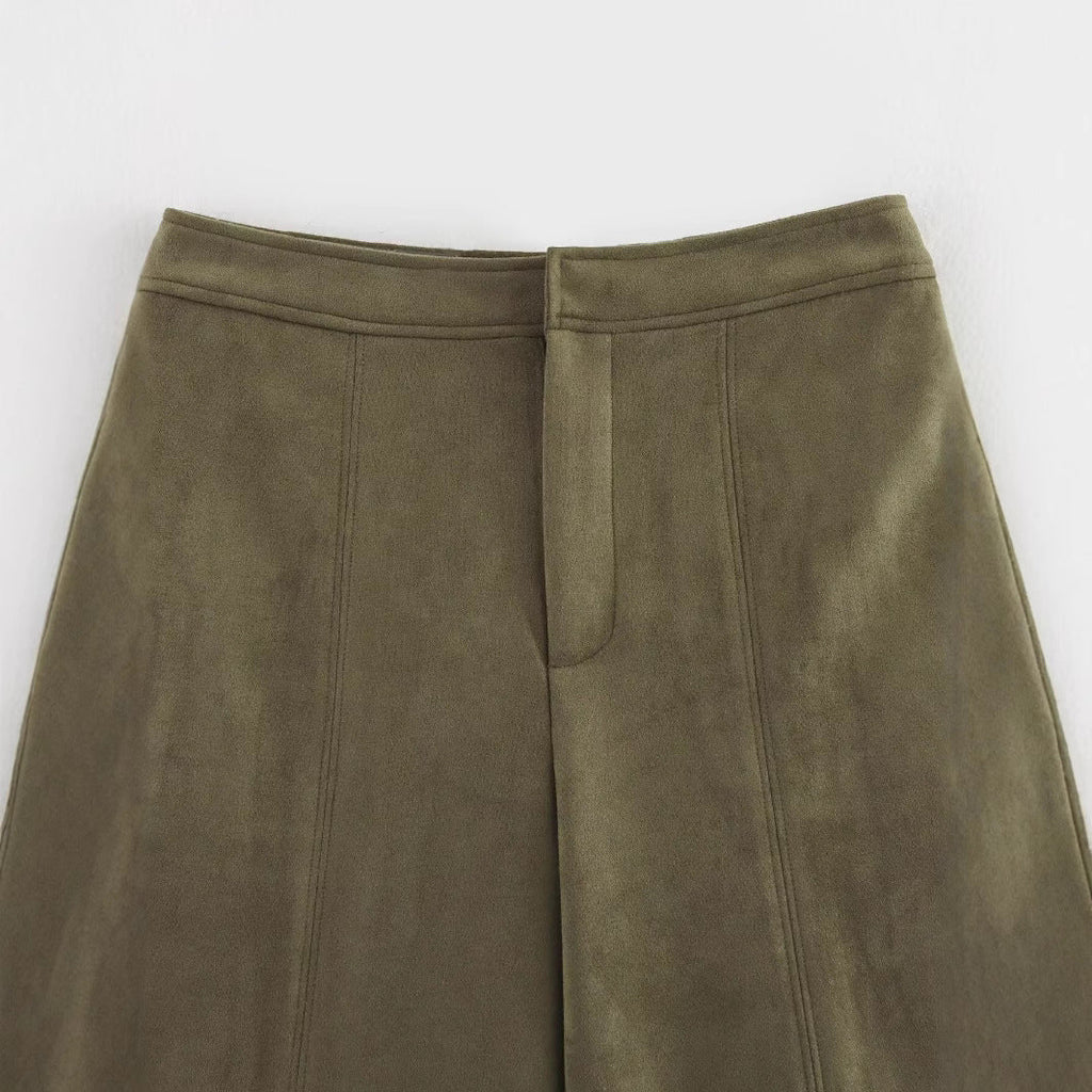 Damen weite Culotte mit eleganter Veloursstruktur und praktischen Taschen