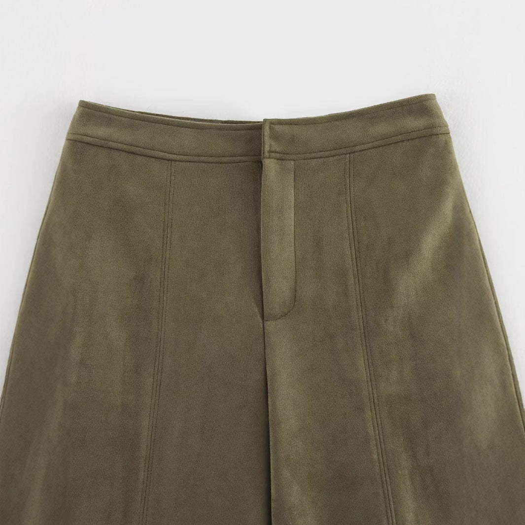 Damen weite Culotte mit eleganter Veloursstruktur und praktischen Taschen