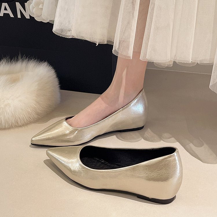 Damen modische spitze Ballerinas aus hochwertigem Leder