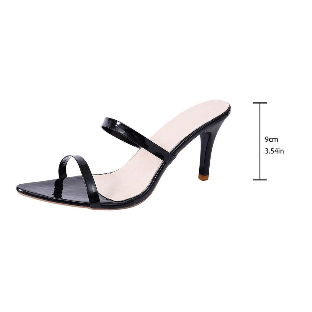 Damen Elegante Plateau-Hochhackige Sandalen mit doppeltem Riemen und spitzer Zehenpartie