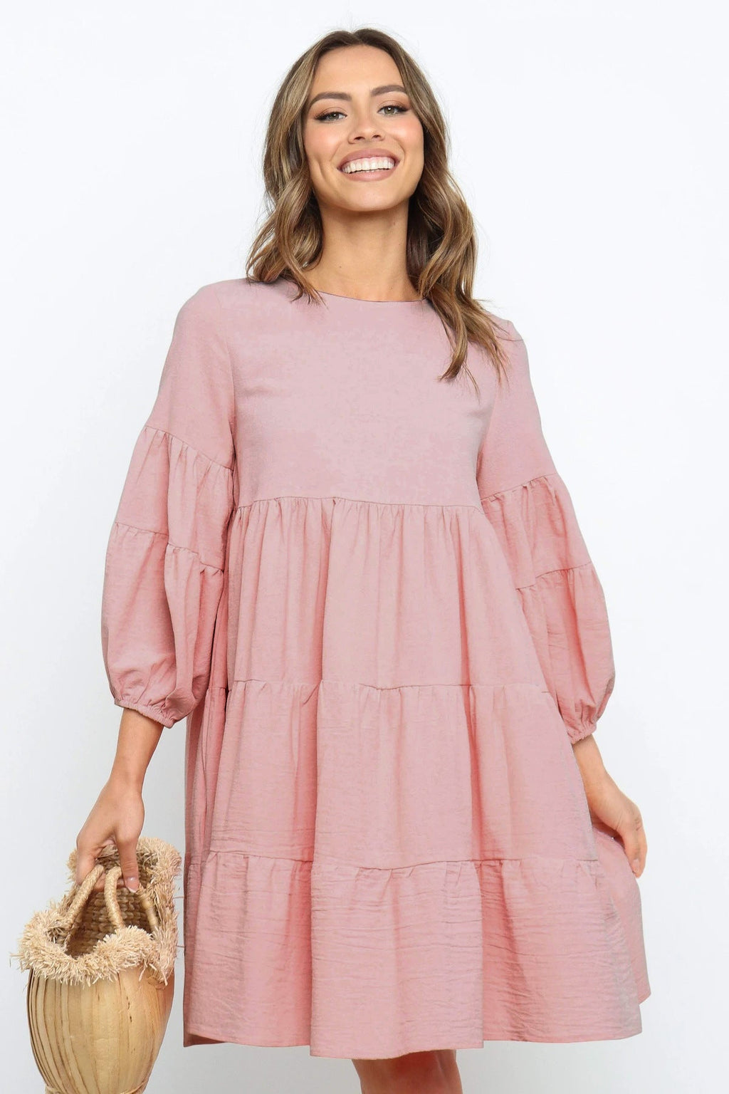Damen romantisches Sommerkleid mit voluminösen Ärmeln und Rüschendetails