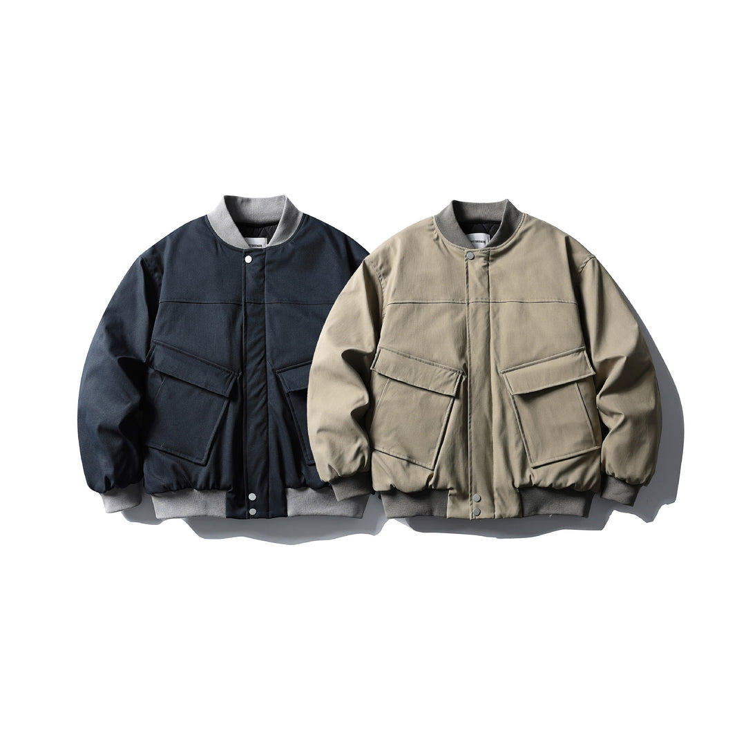 Unisex Kurzboxy wattierte Bomberjacke im Utility‑Look mit Rippenkragen Shop Nory
