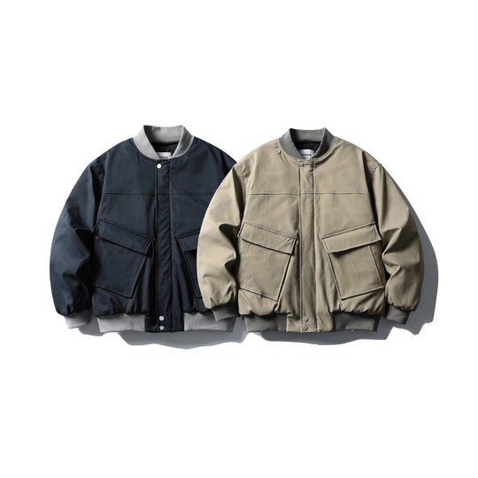Unisex Kurzboxy wattierte Bomberjacke im Utility‑Look mit Rippenkragen Shop Nory