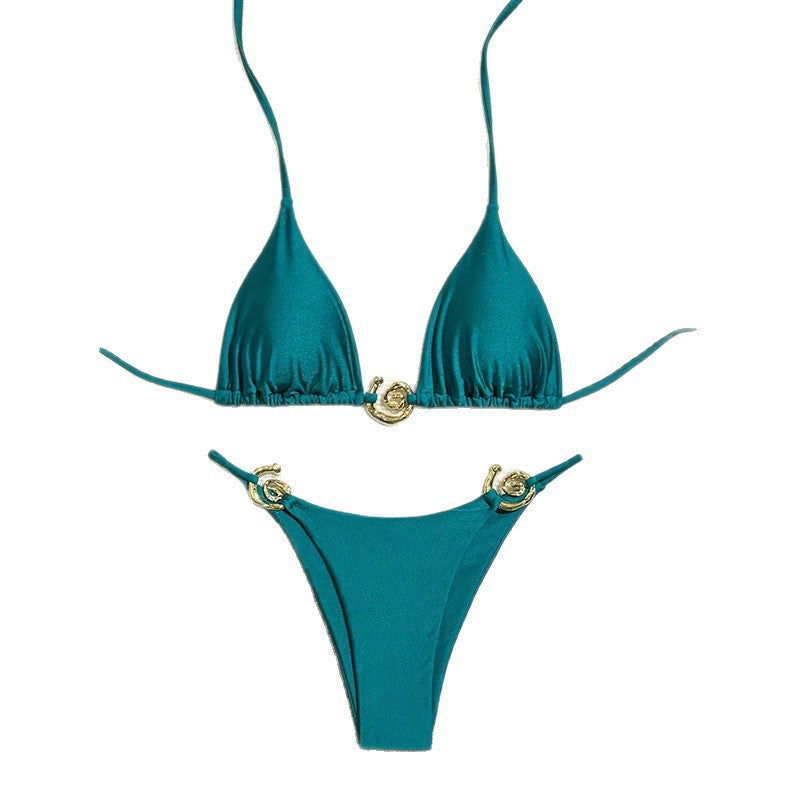 Damen Triangel-Bikini mit luxuriösen Kettenakzenten