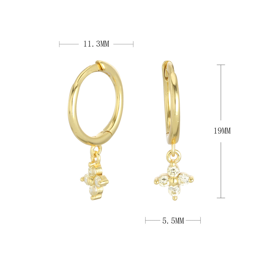 Damen Creolenohrringe mit blütenförmigen Anhängern und hochwertigem Zirkonbesatz Shop Nory