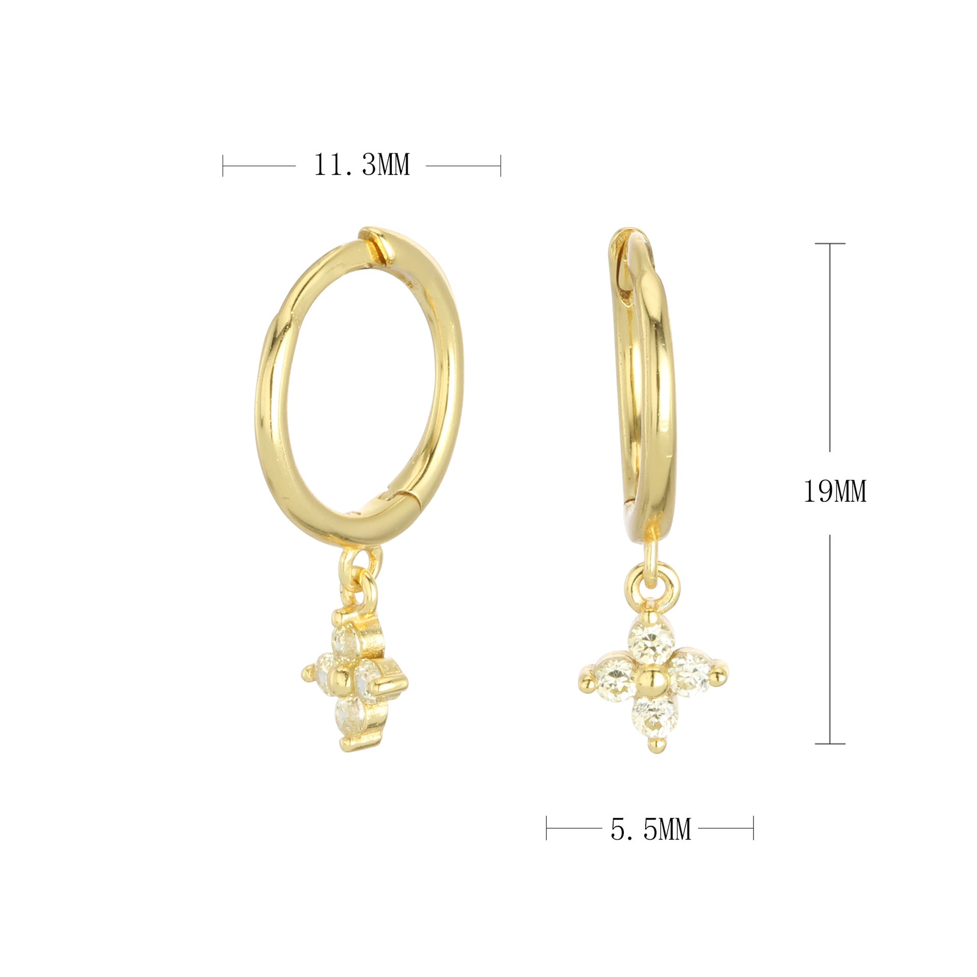 Damen Creolenohrringe mit blütenförmigen Anhängern und hochwertigem Zirkonbesatz Shop Nory