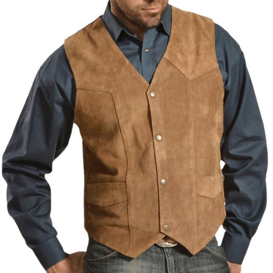 Herren Wildlederweste im rustikalen Look mit praktischen Taschen