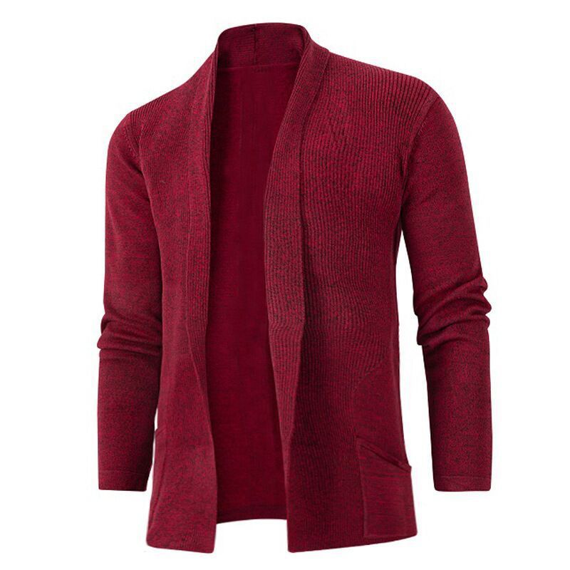 Herren lässige Strickjacke mit offenem Kragen und elegantem Rippdesign