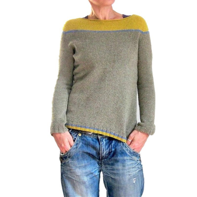 Damen nan gemusterter Norwegerstrickpullover mit weitem Rundhalsausschnitt und lässigem Oversize-Schnitt Shop Nory