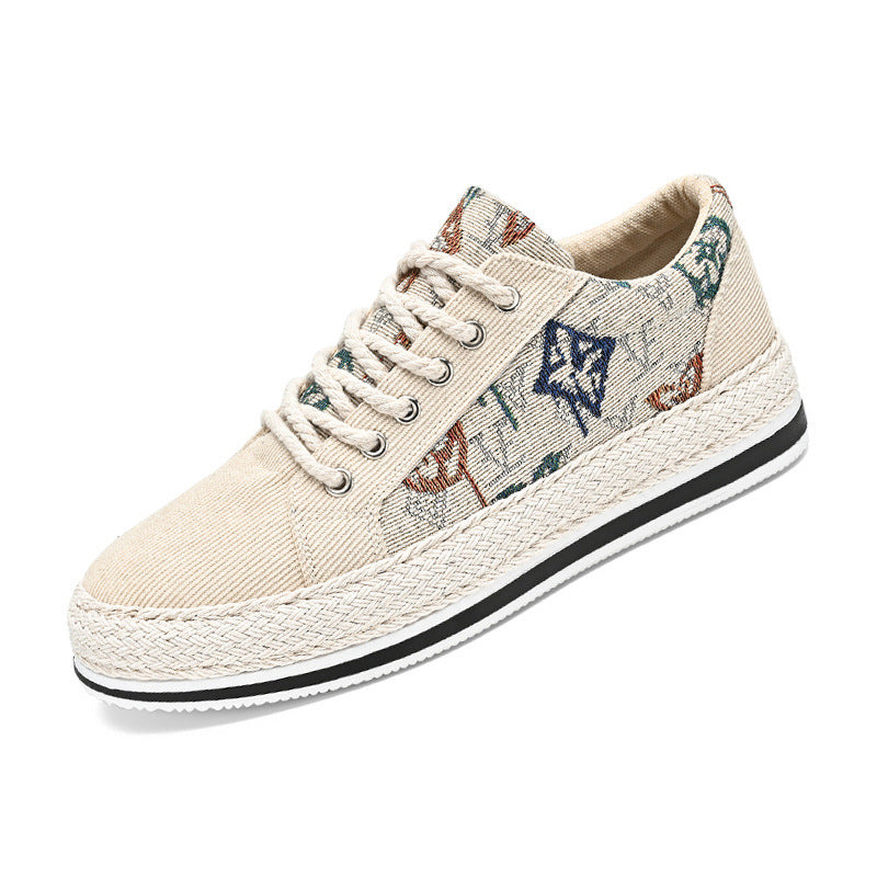Damen bestickte Canvas‑Sneaker mit Quastenanhänger und geflochtener Plateausohle Shop Nory