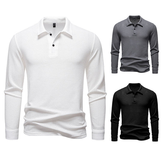 Herren Waffelstrick-Poloshirt mit Halbknopfleiste und Hemdkragen Shop Nory
