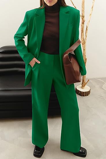 Damen nan Longblazer-Set mit kastiger Oversize-Silhouette, strukturierter Schulterpartie und hochtaillierter Palazzo-Hose Shop Nory
