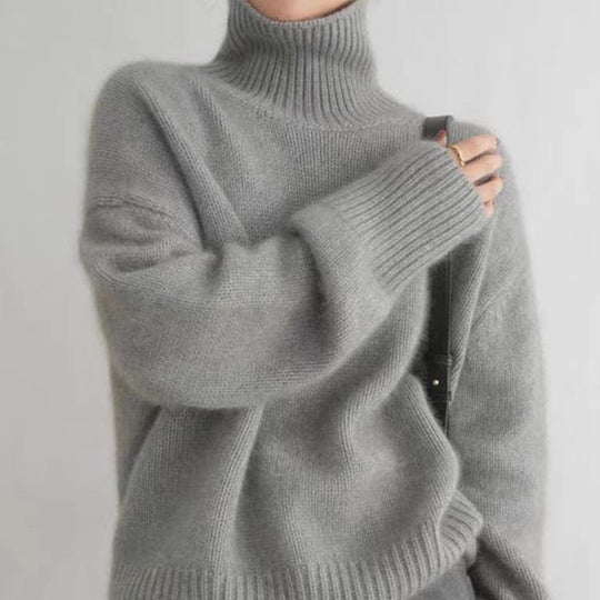 Damen Oversize Feinstrickpullover mit hohem Rollkragen und Seitenschlitzen Shop Nory