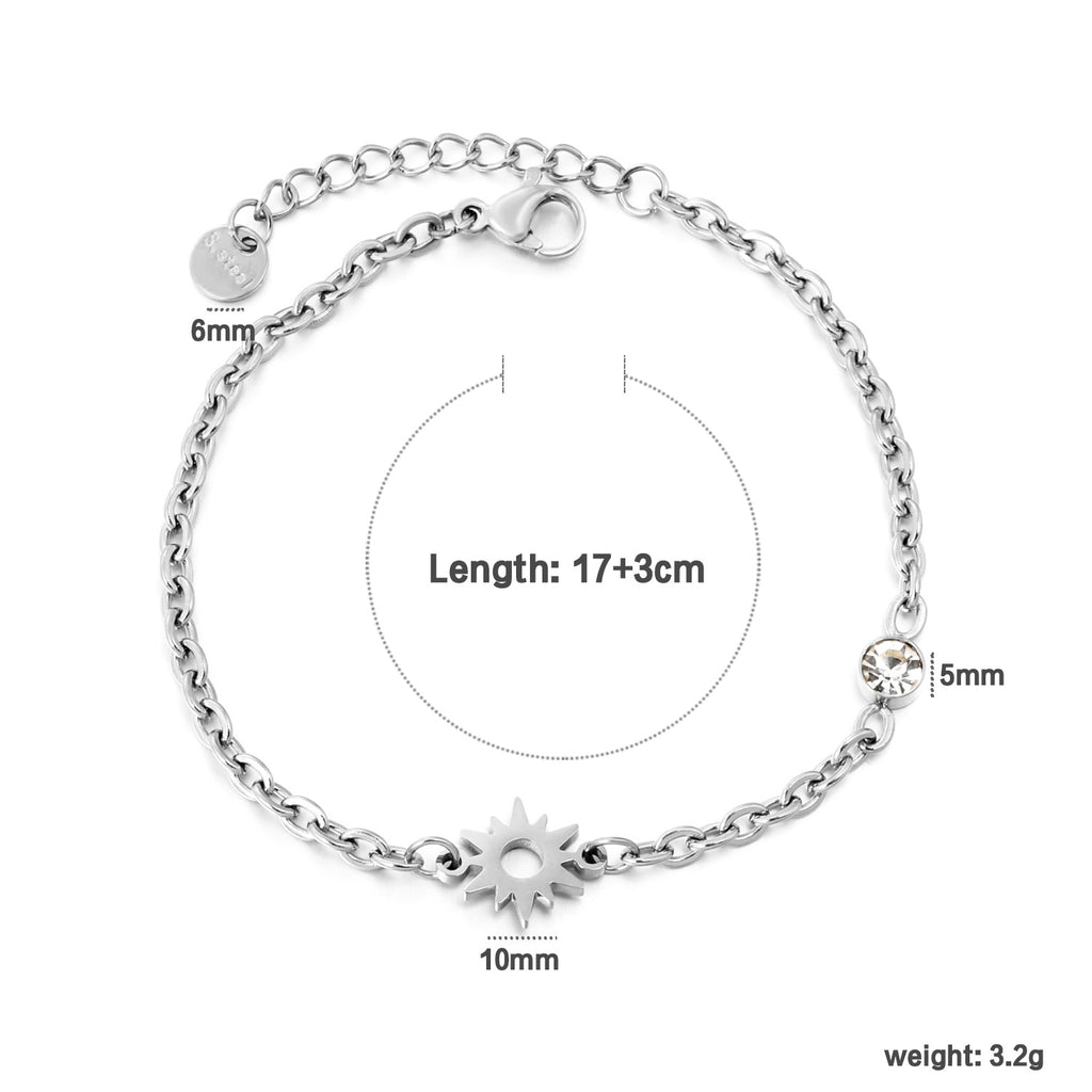 Damen Armband mit funkelndem Sonnensymbol und eleganter Gliederkette Shop Nory