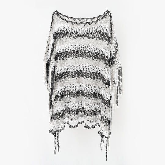 Damen Leichter Makramee‑Netzponcho mit langen Fransen Shop Nory
