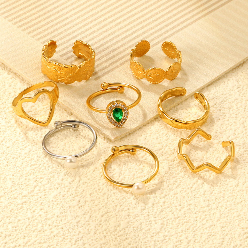 Damen Offener Ring mit modernem geschwungenem Design und verstellbarem Verschluss Shop Nory