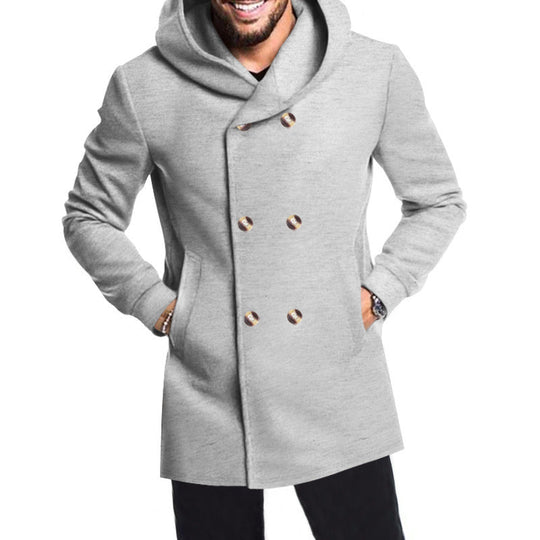 Herren Modische Doppelreihige Jacke mit Kapuze