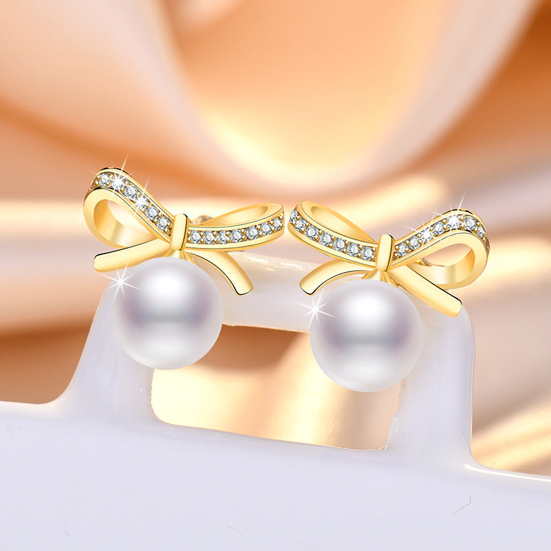 Damen Elegante Ohrringe mit Perlen und Kristallen Shop Nory