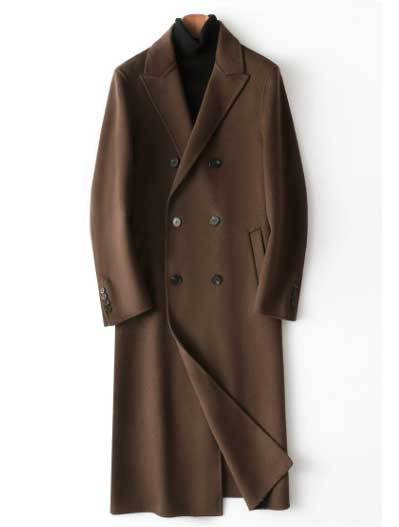 Herren Doppelreihiger Wollmantel mit Kaschmiranteil und schmaler Silhouette Shop Nory